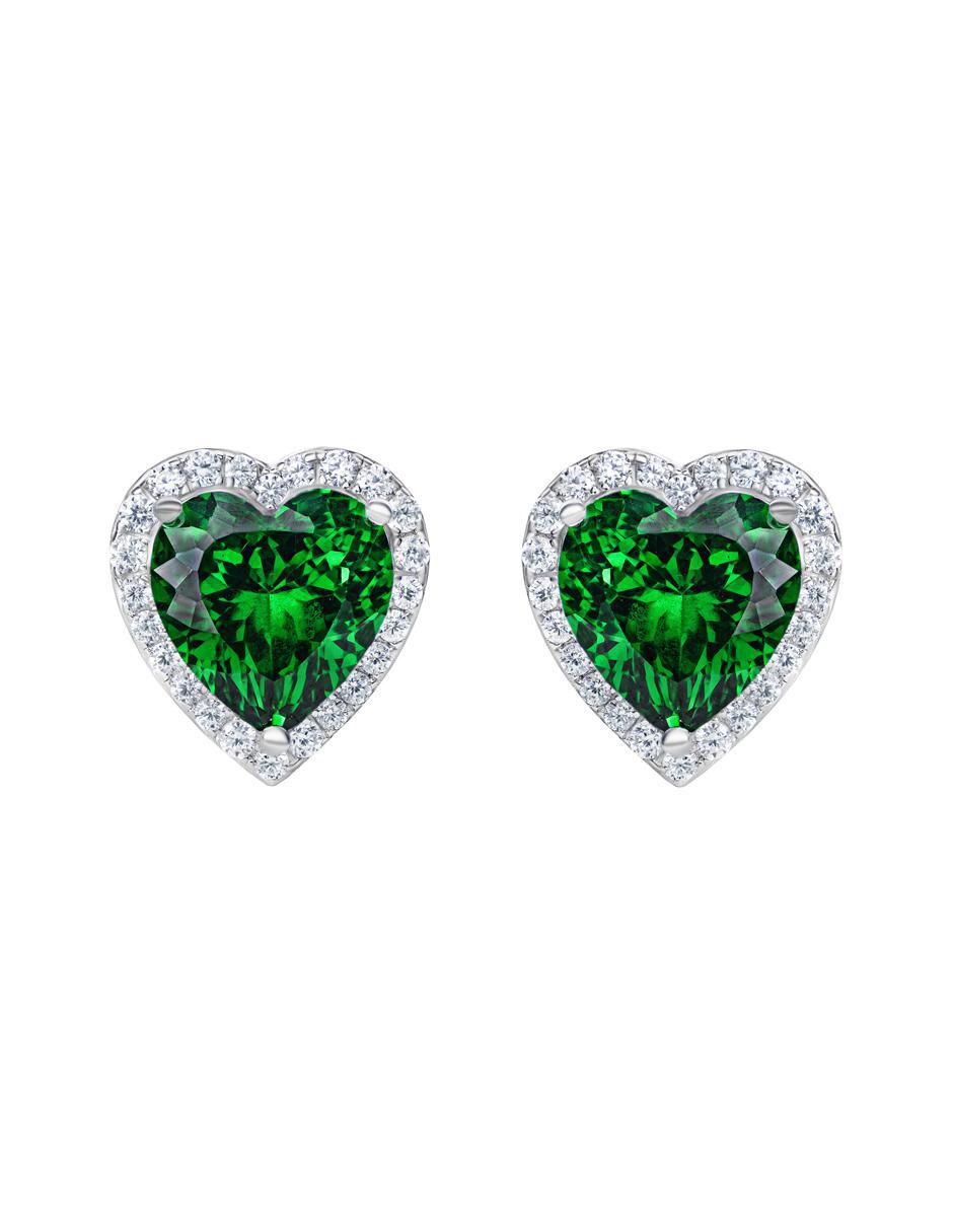 Broqueles de corazón de plata p 925 con acabado brillante zirconia Broqueles de corazón de plata p 925 con acabado brillante zirconia