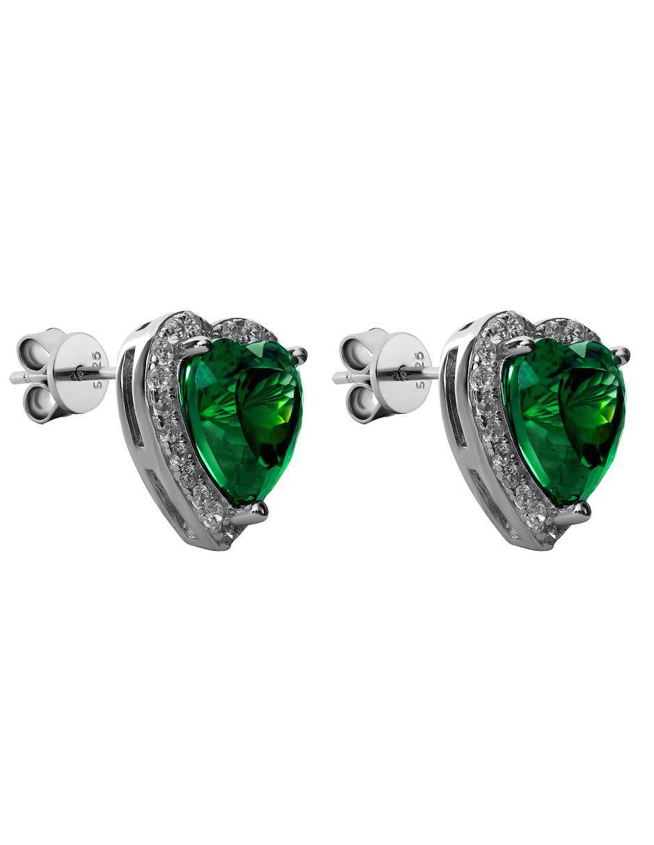 Broqueles de corazón de plata p 925 con acabado brillante zirconia 2