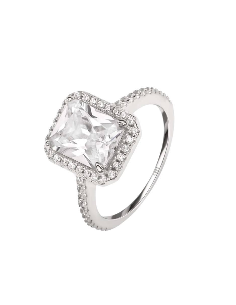 Anillo multi gemas cuadrado Luxury P 925 de plata zirconia pavé 2