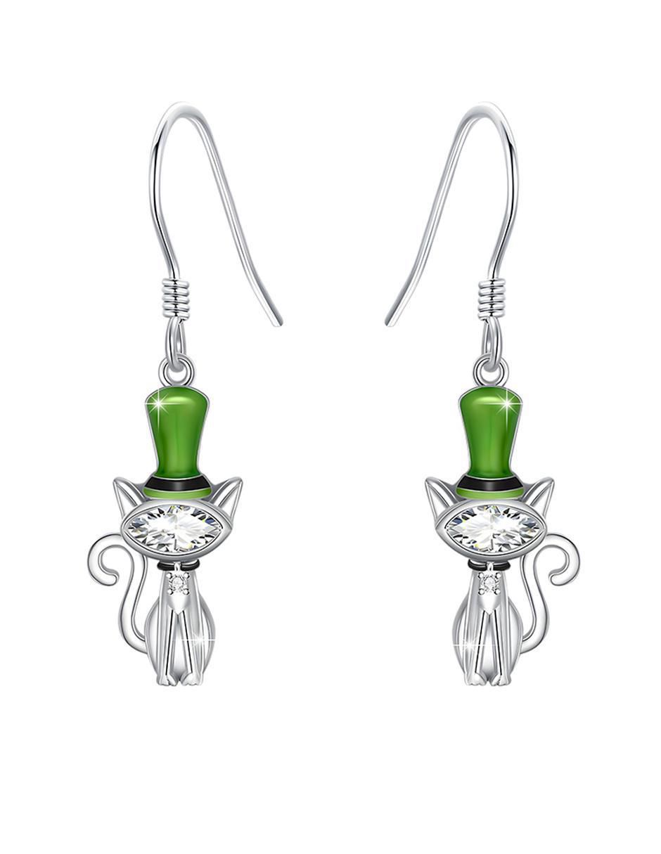 Arracadas de gato Kiki Collection de plata P 925 con acabado baño rodio zirconia Arracadas de gato Kiki Collection de plata P 925 con acabado baño rodio zirconia