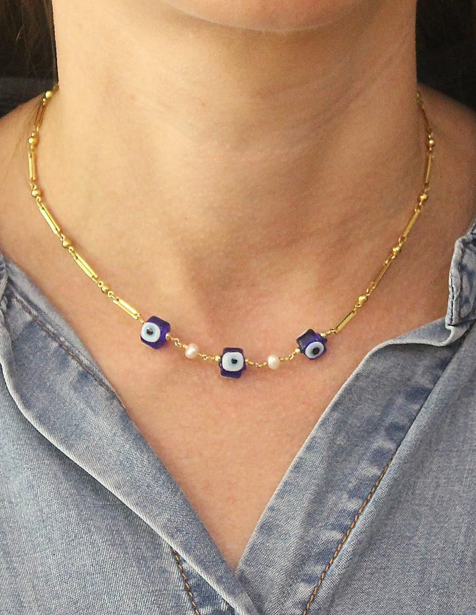 Collar de ojo turco 14 K 3