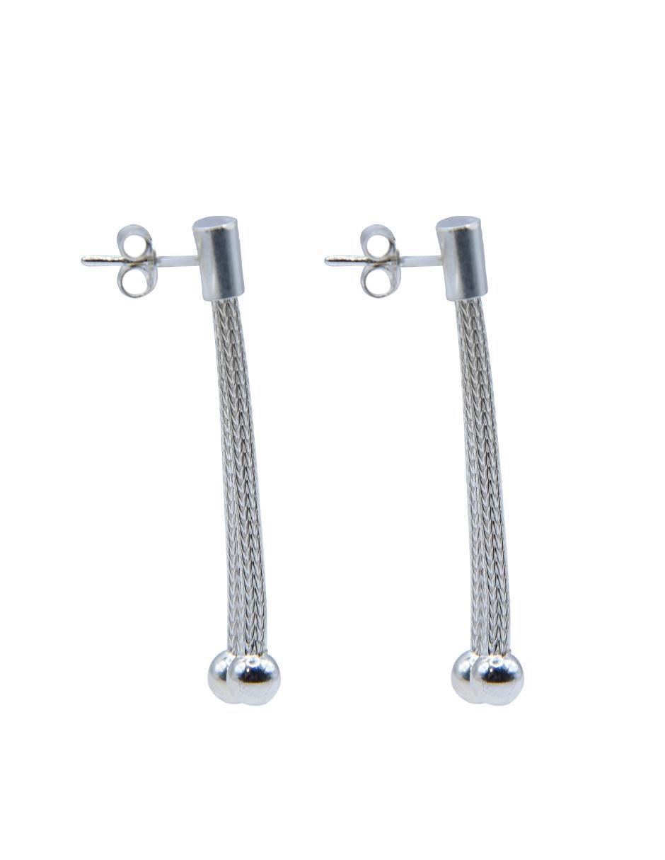 Aretes largos de plata p 925 con acabado pulido zirconia 2