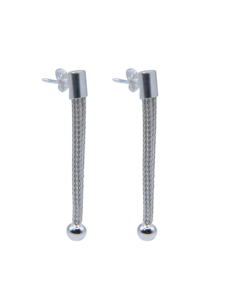 Aretes largos de plata p 925 con acabado pulido zirconia 3