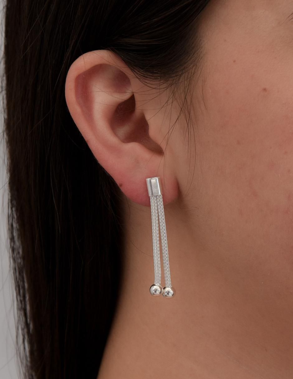 Aretes largos de plata p 925 con acabado pulido zirconia 4
