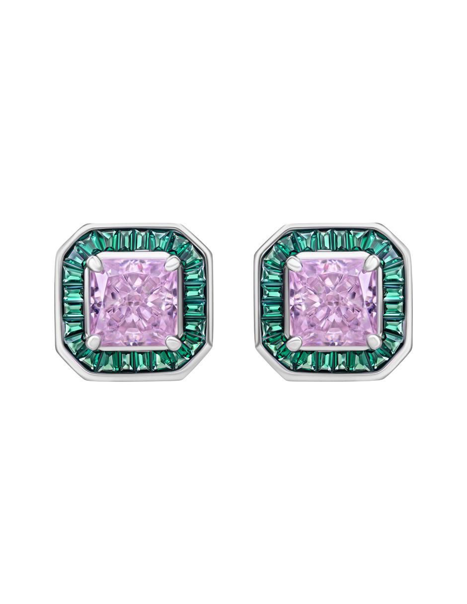 Broqueles octagonal de plata P 925 con acabado brillante zirconia Broqueles octagonal de plata P 925 con acabado brillante zirconia