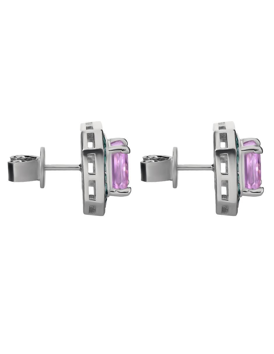 Broqueles octagonal de plata P 925 con acabado brillante zirconia 3