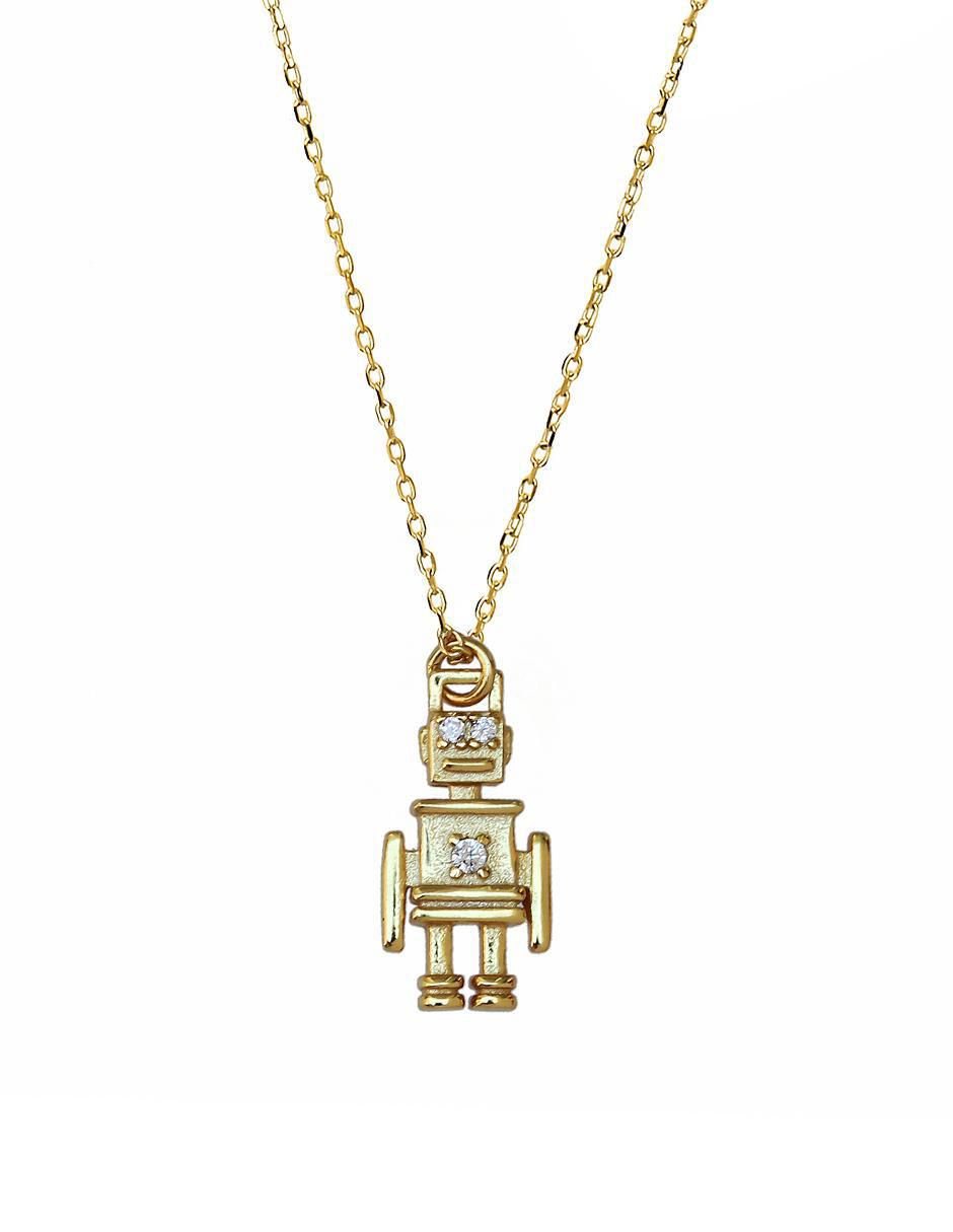 Collar con dije de robot de plata P 925