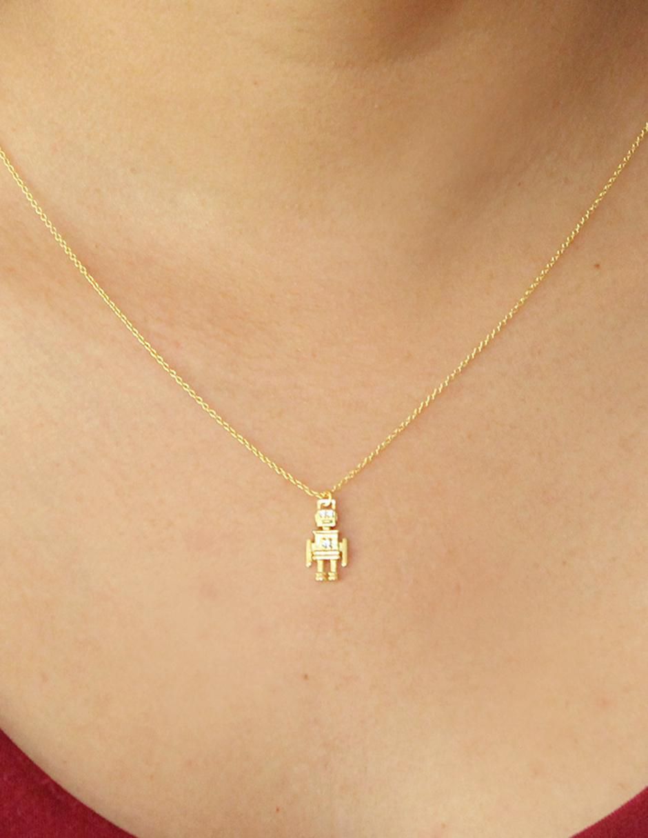 Collar con dije de robot de plata P 925 3