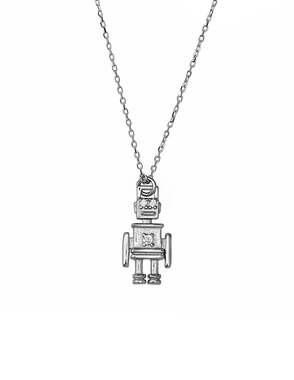 Collar con dije de robot de plata P 925