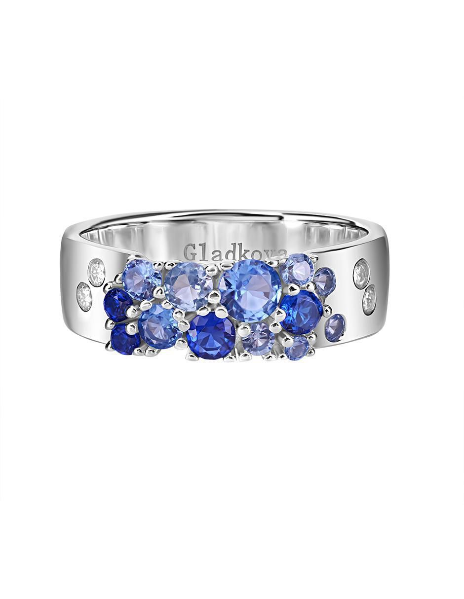 Anillo P 925 de plata zafiro pavé