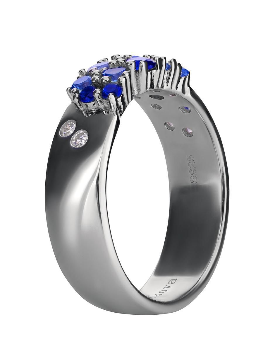 Anillo P 925 de plata zafiro pavé 2