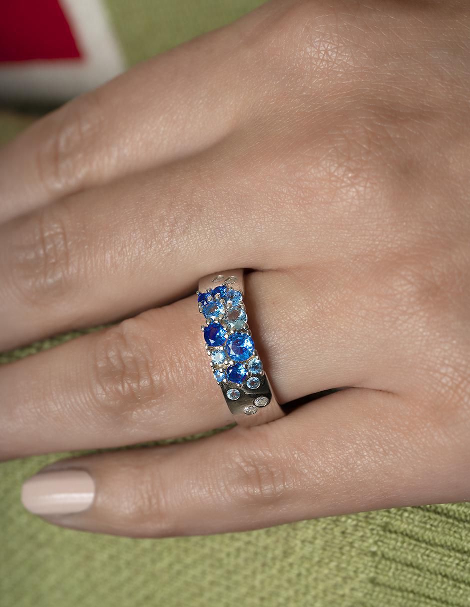 Anillo P 925 de plata zafiro pavé 4