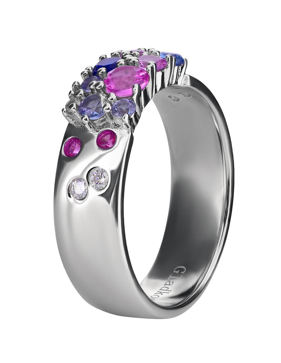 Anillo P 925 de plata zafiro pavé 2