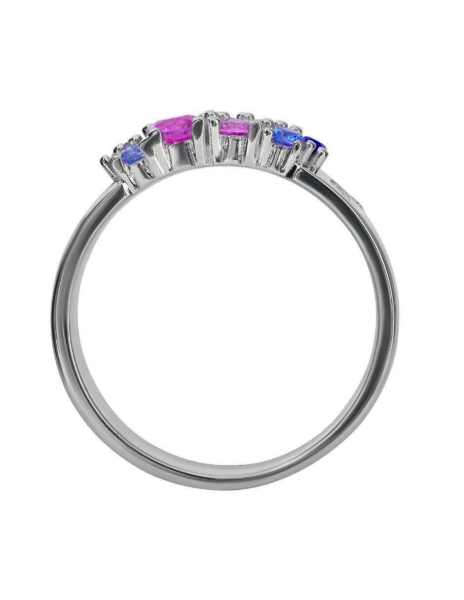 Anillo P 925 de plata zafiro pavé 3