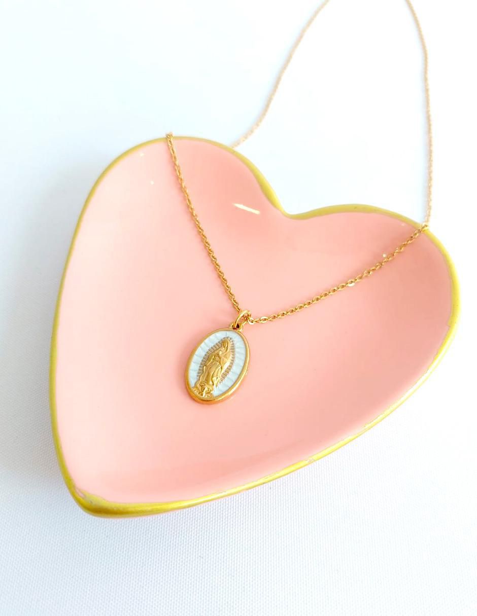 Collar con dije Virgen de Guadalupe de baño de oro 18 K 2