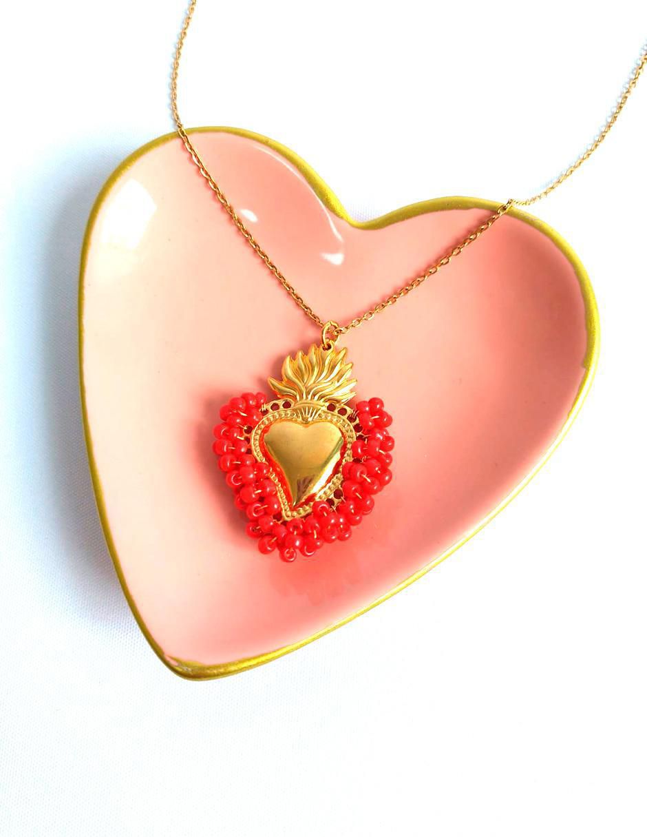 Collar con dije sagrado corazón de corazón 18 K 2
