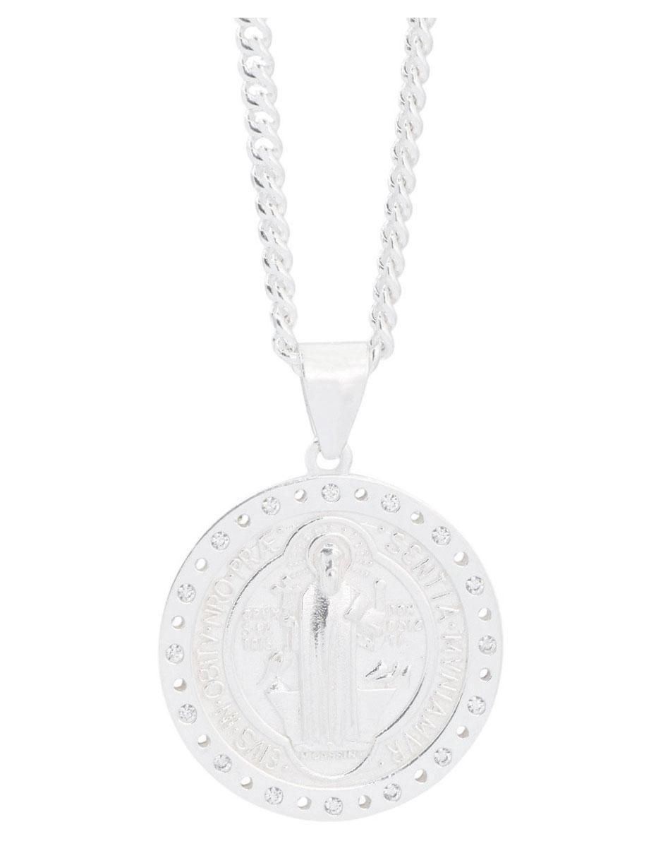 Collar con dije san benito de plata P 925