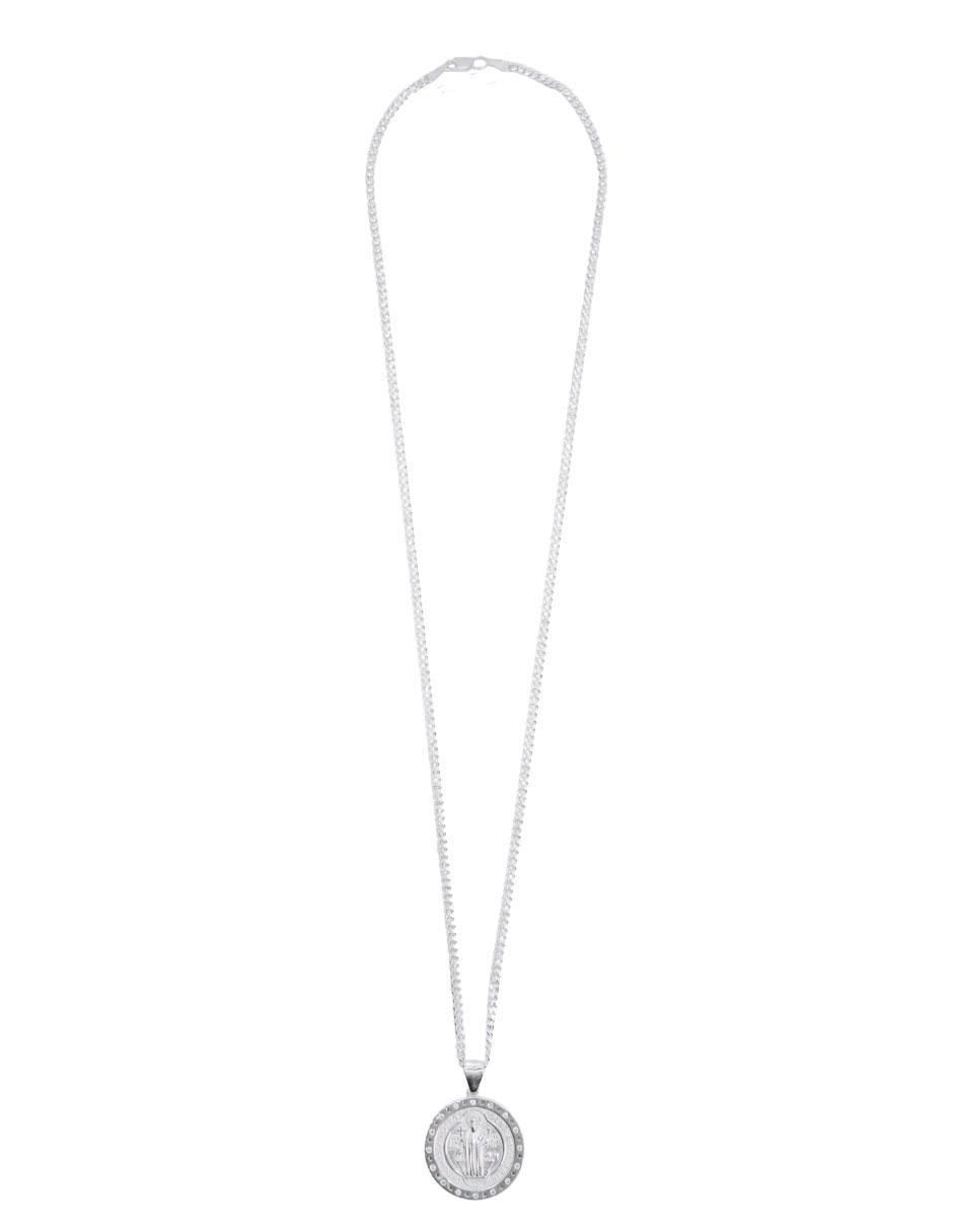 Collar con dije san benito de plata P 925 3