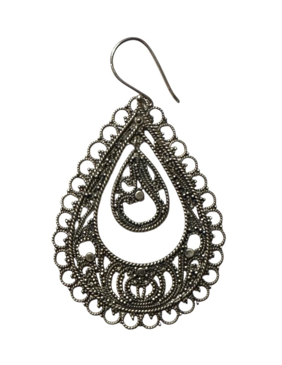 Aretes largos de gota de plata P 925 con acabado plateado 3