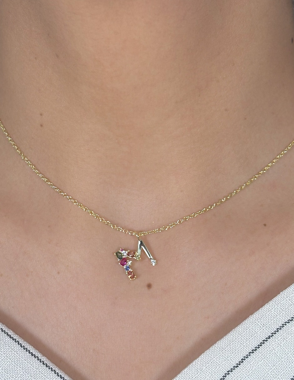 Collar con dije de baño de oro 14 K 3