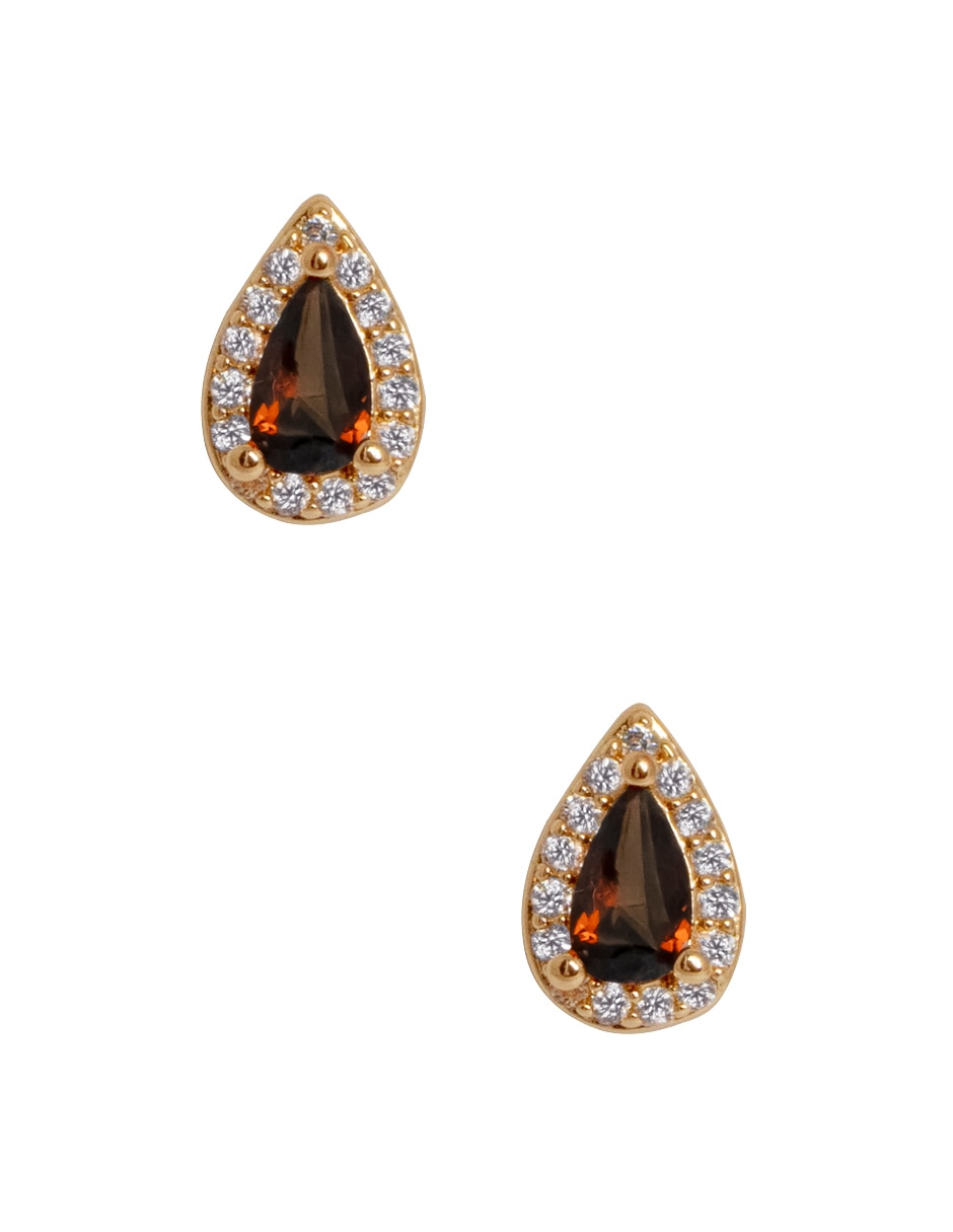 Aretes cortos de gota con acabado pavé zirconia