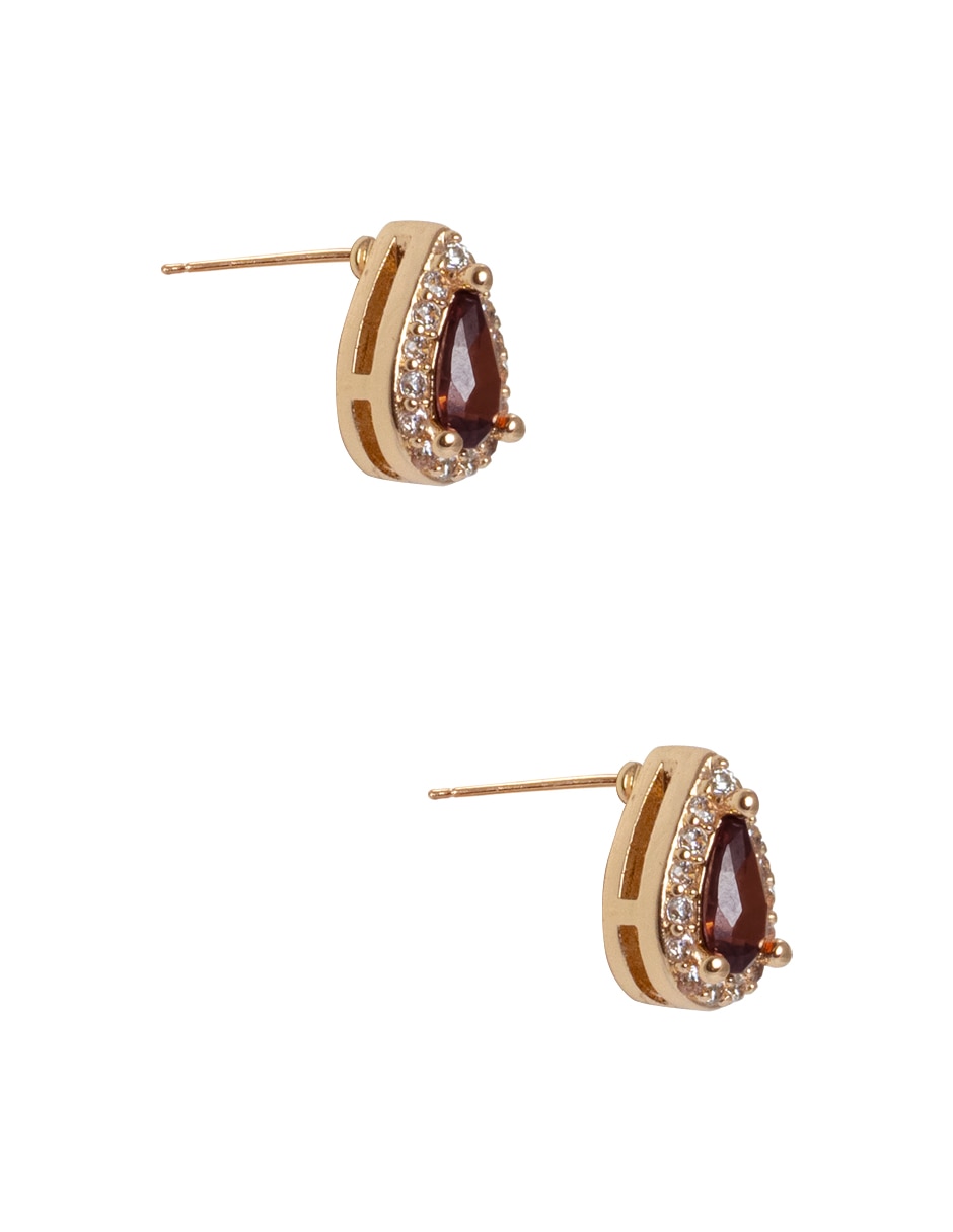 Aretes cortos de gota con acabado pavé zirconia 2
