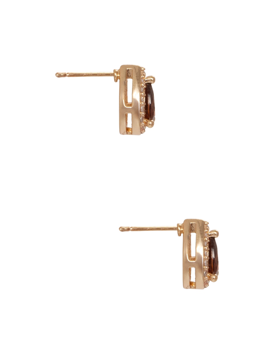 Aretes cortos de gota con acabado pavé zirconia 3