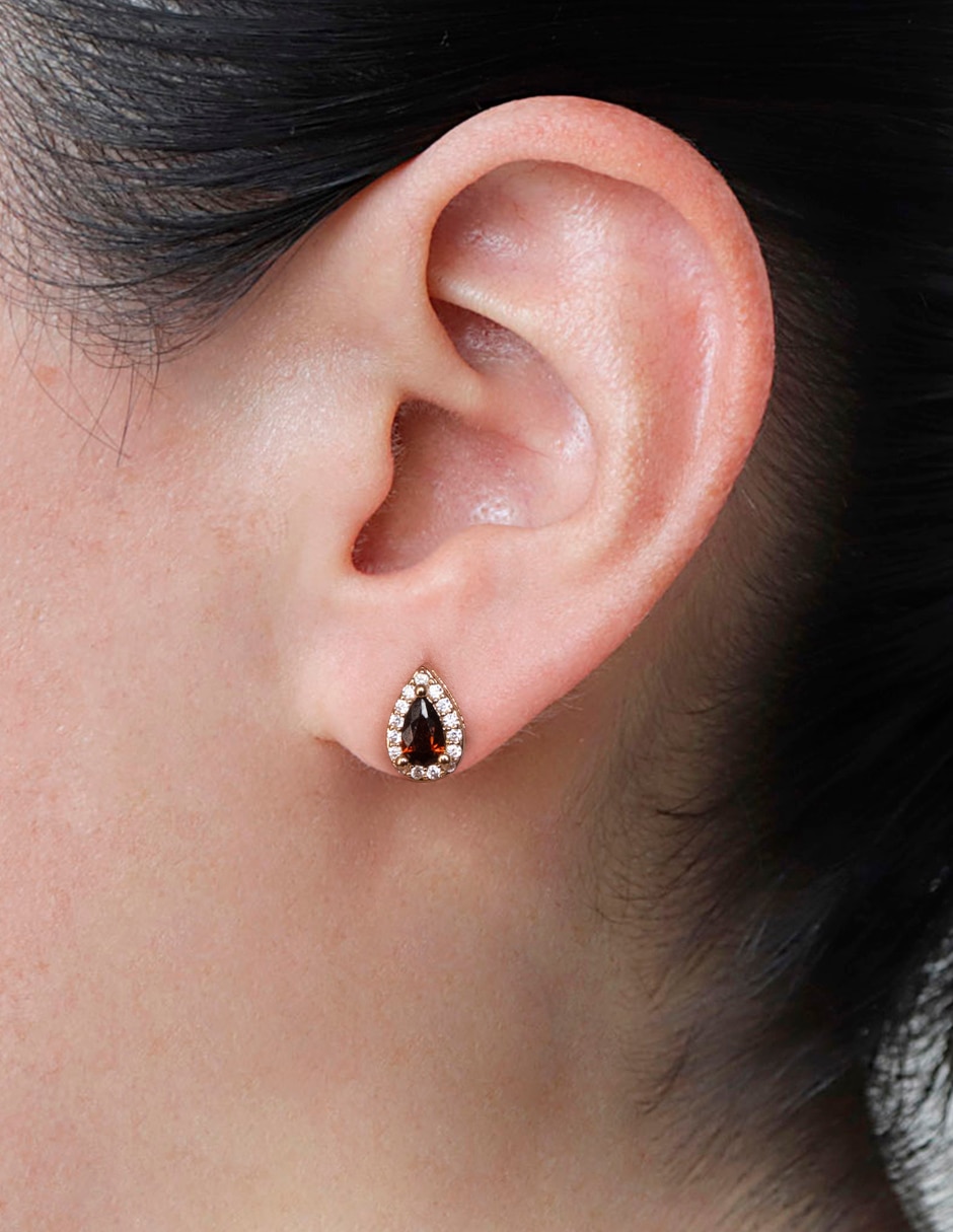 Aretes cortos de gota con acabado pavé zirconia 4