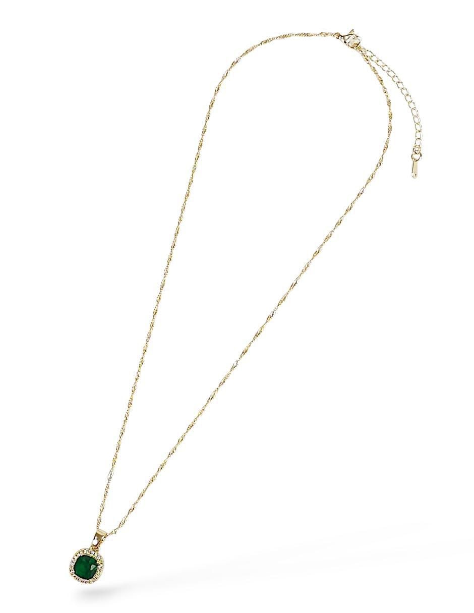 Aretes y collar cuadrados baño de oro 18 K zirconia 2
