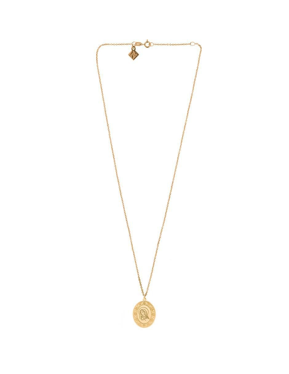 Collar con dije virgen María ovalado Nube de plata P 925 y 14 K 2
