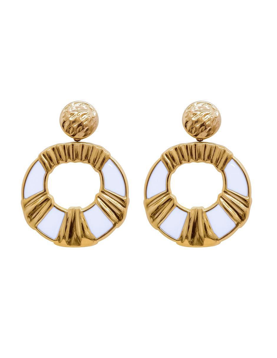 Aretes largos circulares de acero inoxidable con acabado texturizado
