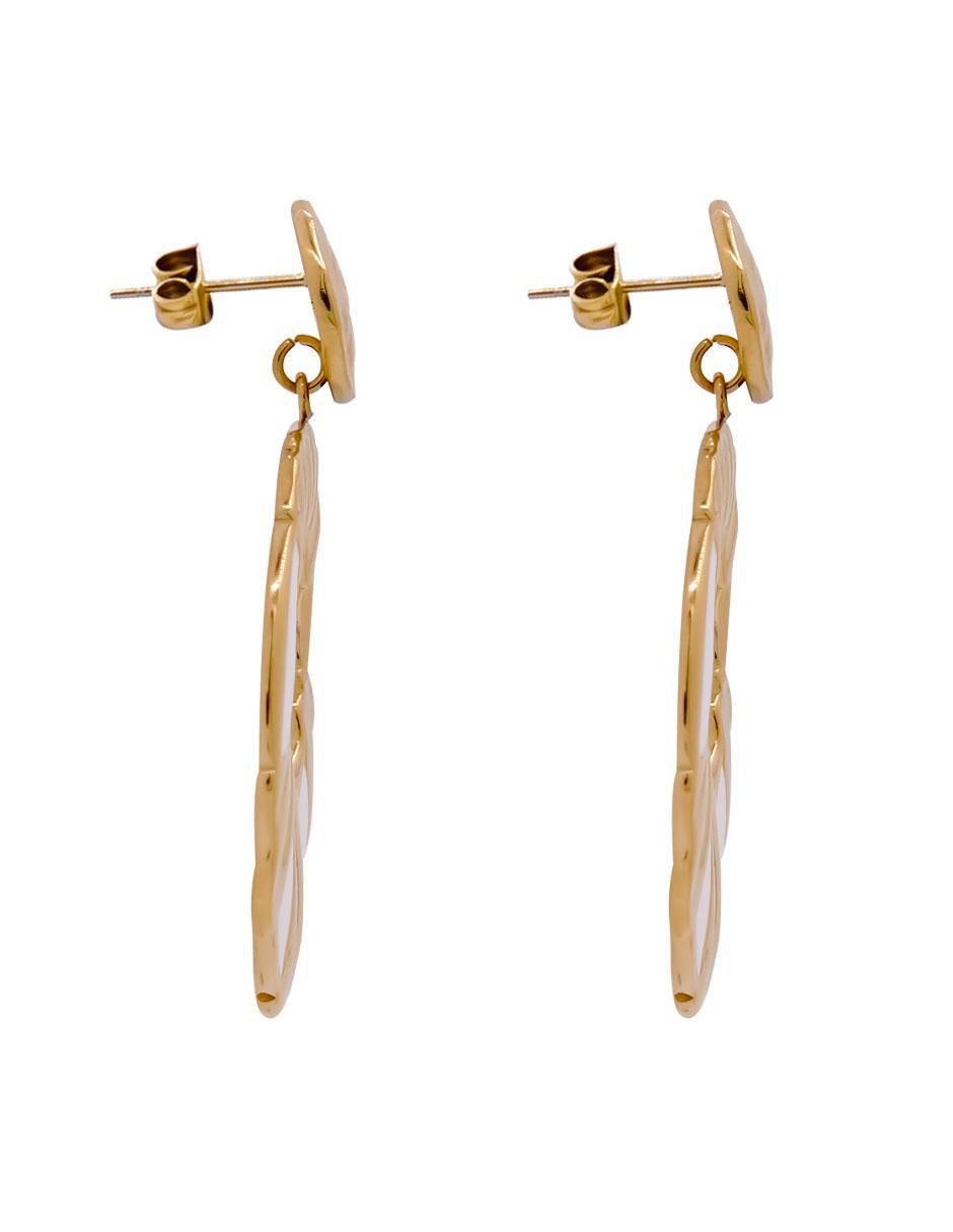 Aretes largos circulares de acero inoxidable con acabado texturizado 2