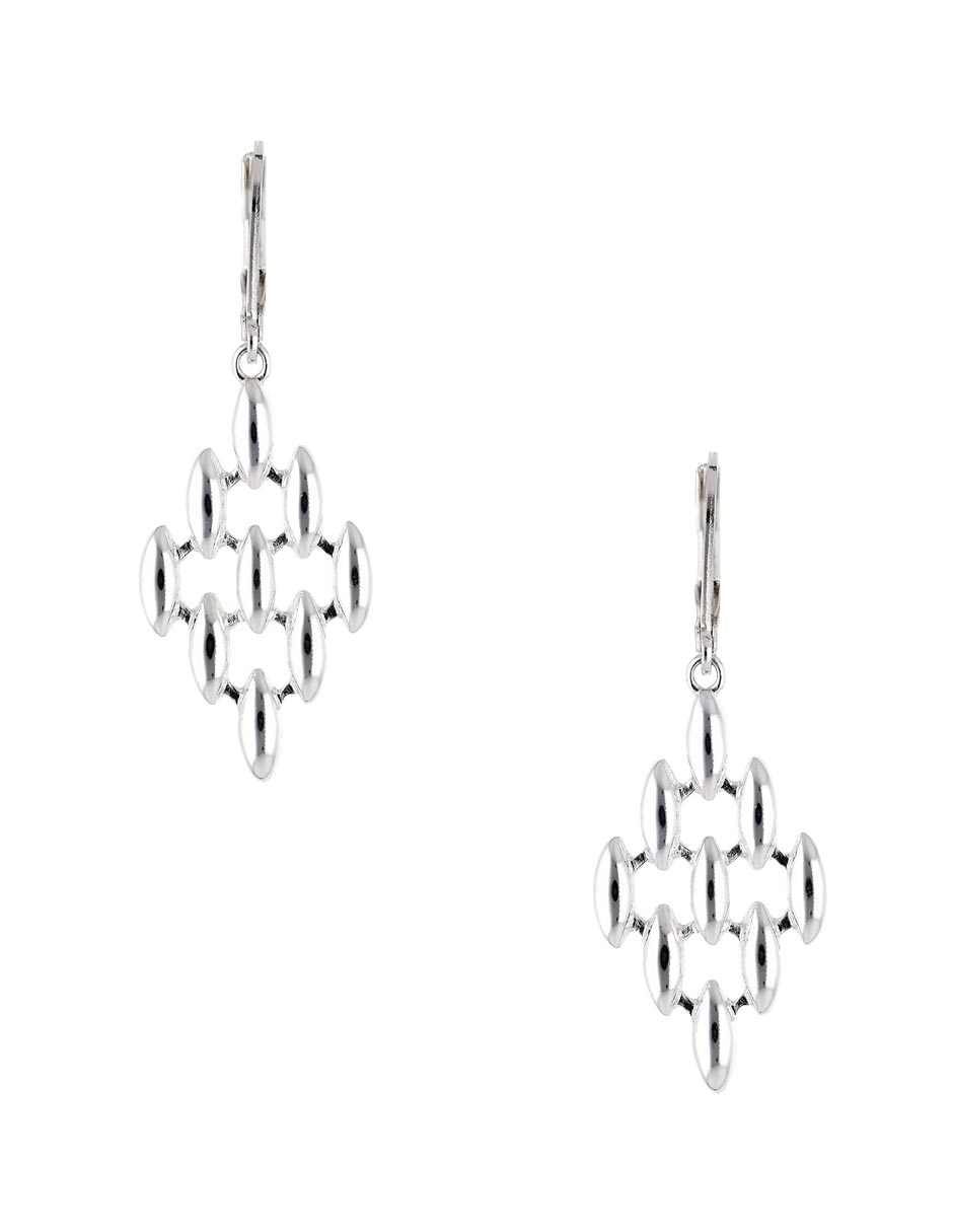 Aretes largos Silver Patterns con acabado brillante