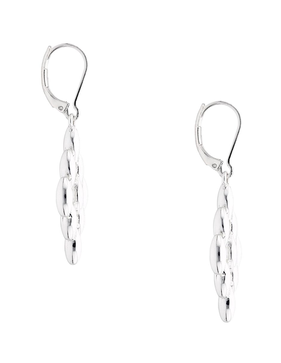 Aretes largos Silver Patterns con acabado brillante 3