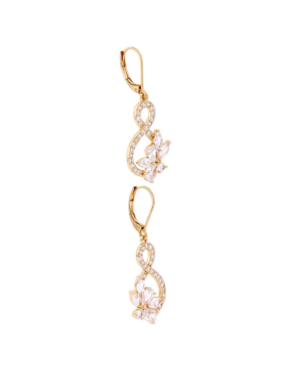 Aretes largos de flor con acabado brillante 2