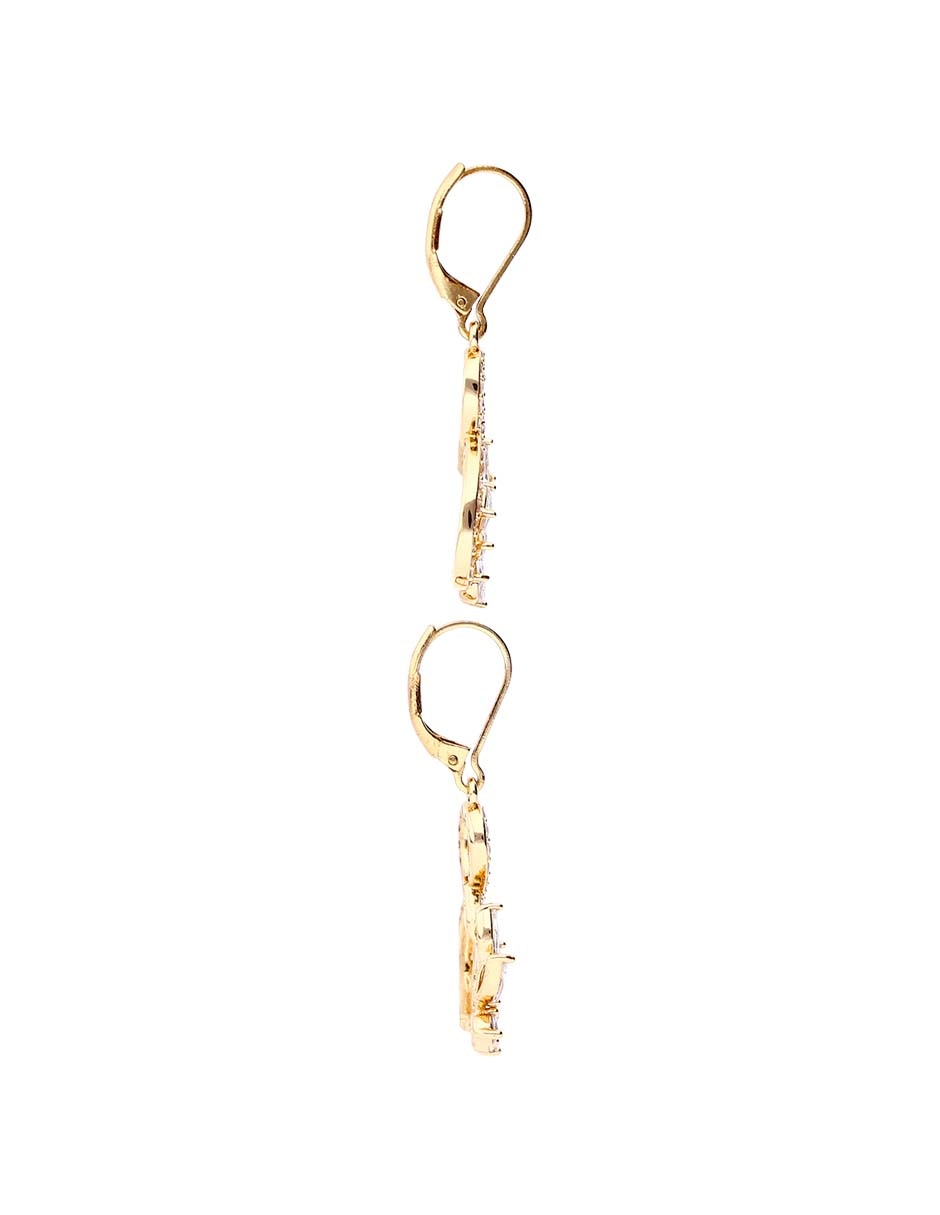 Aretes largos de flor con acabado brillante 3