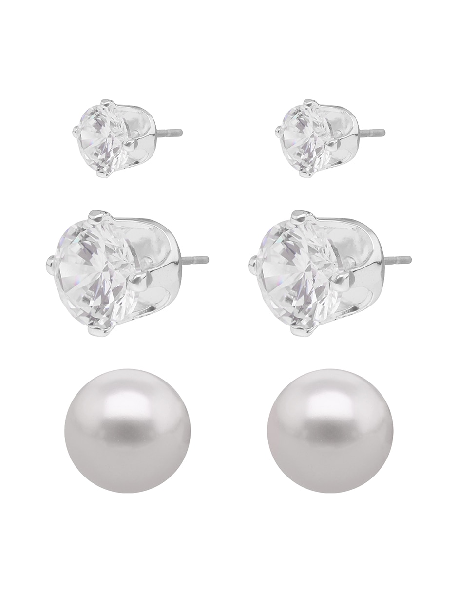 Set de aretes cortos con acabado brillante 4