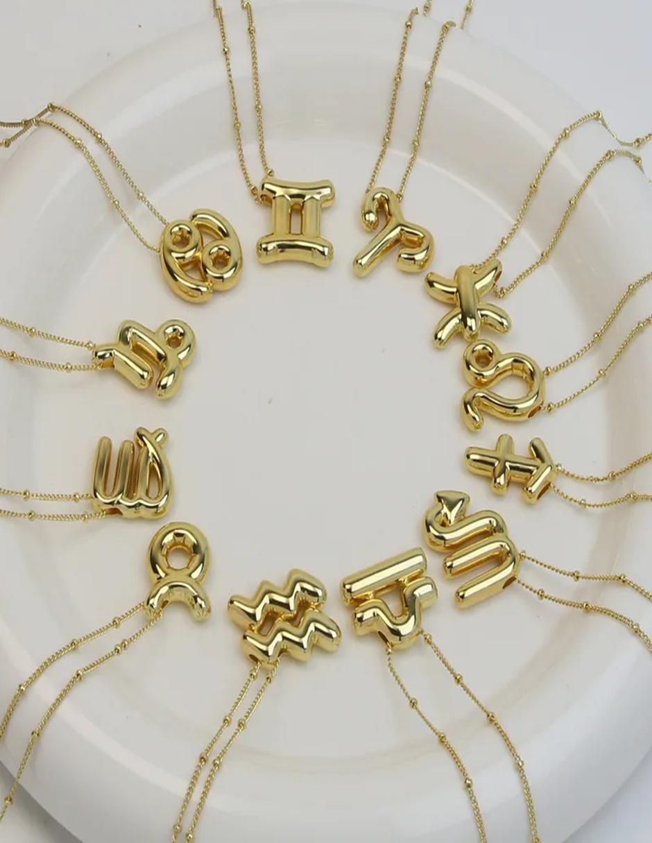 Collar con dije de signo zodiacal de oro laminado 10 K 3