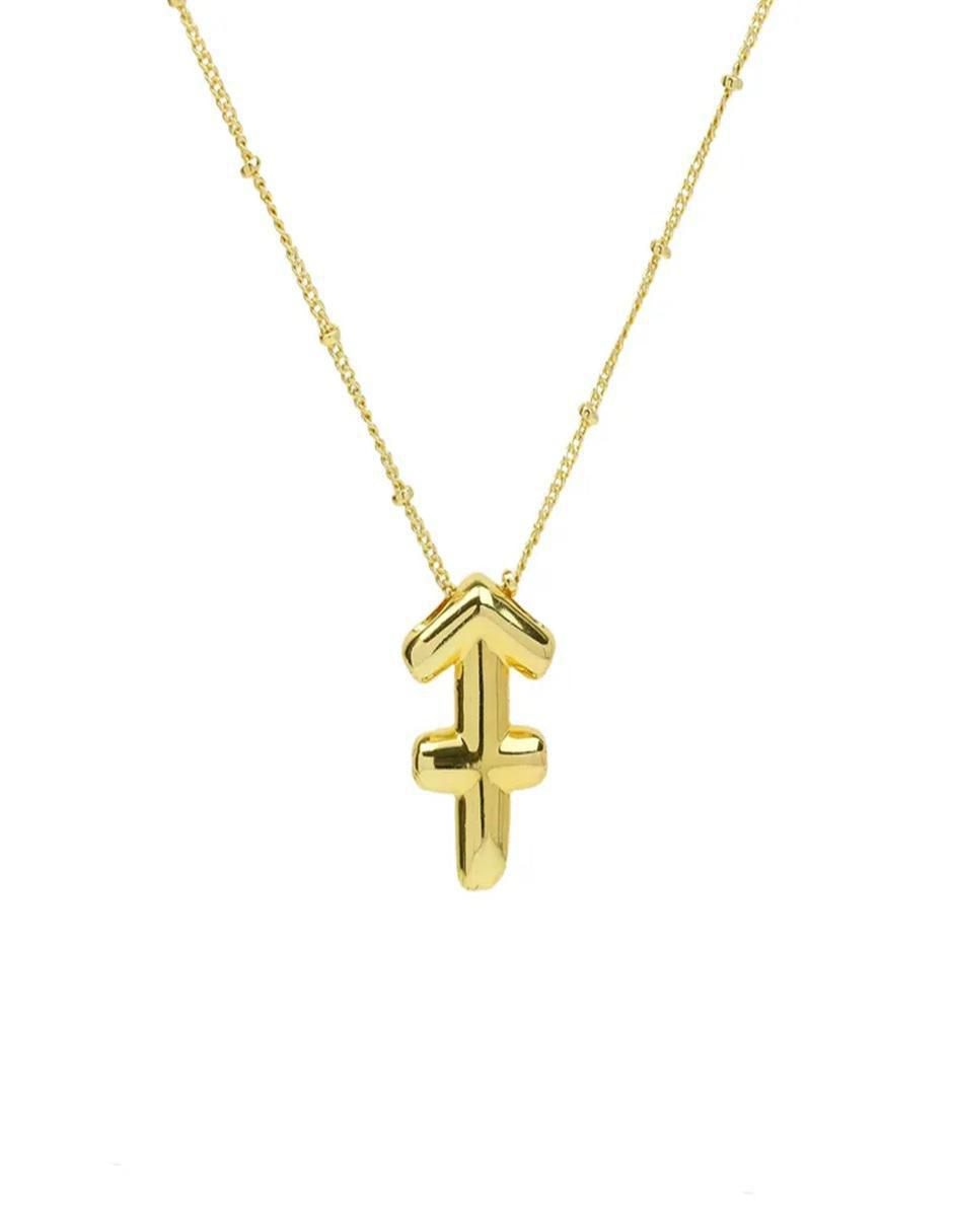 Collar con dije de signo zodiacal de oro laminado 10 K