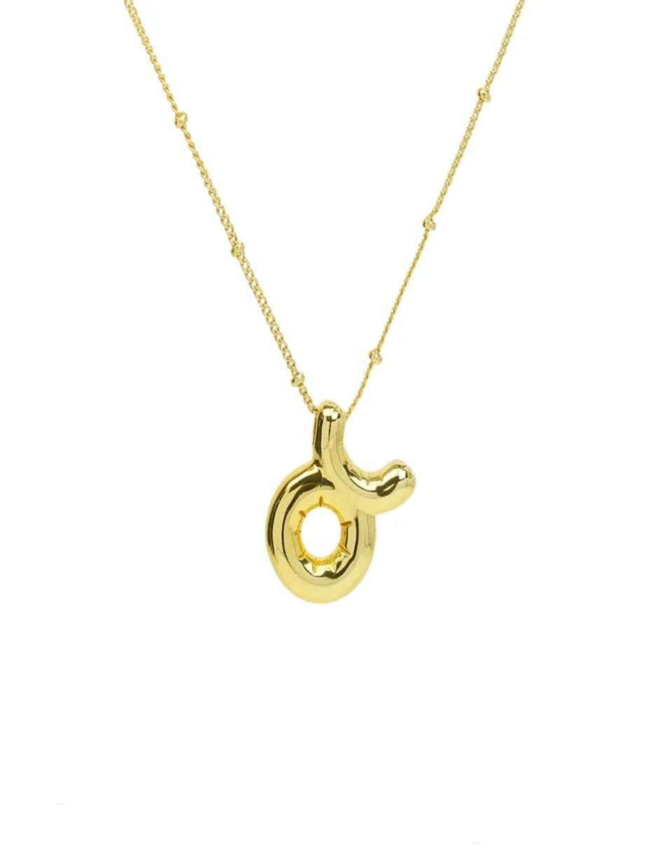 Collar con dije de signo zodiacal de oro laminado 10 K