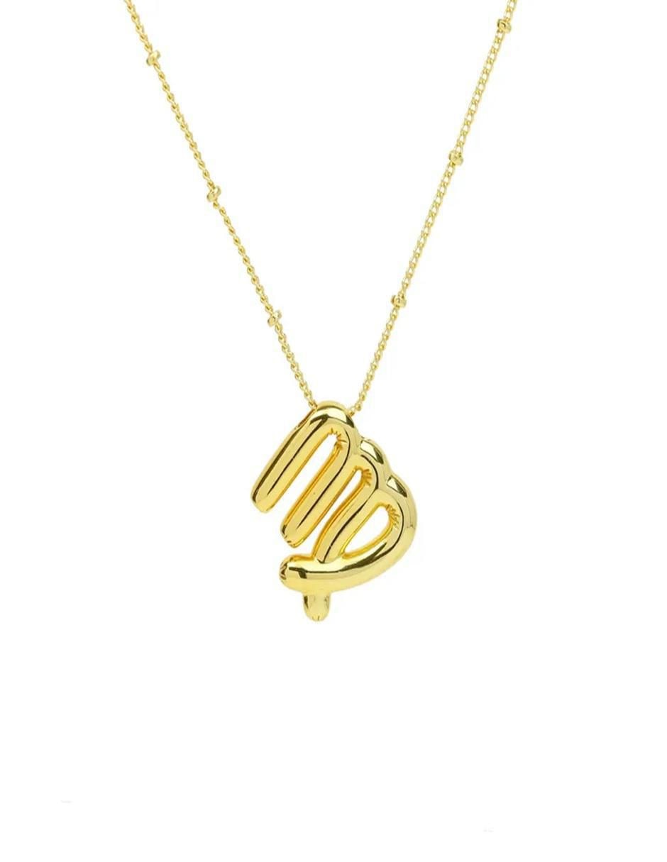 Collar con dije de signo zodiacal de oro laminado 10 K