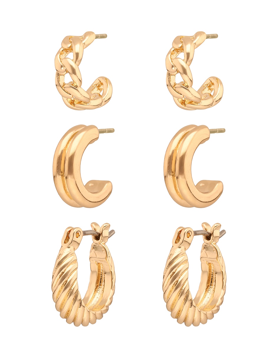 Aretes cortos basic metal ears m2 con acabado brillante 2