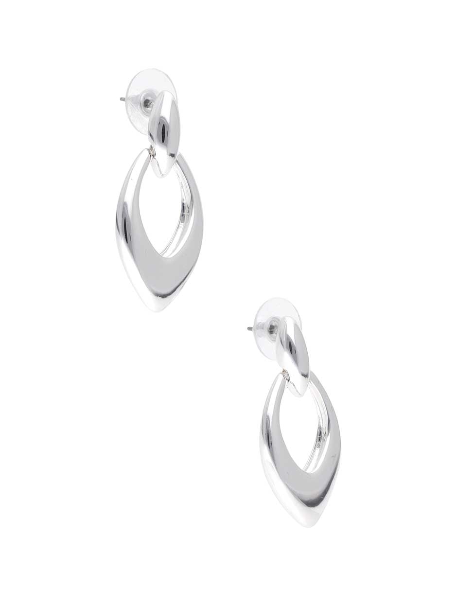 Aretes largos Silver Patterns con acabado pulido 2