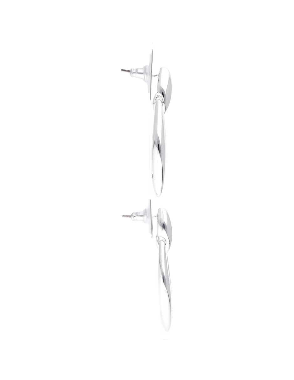 Aretes largos Silver Patterns con acabado pulido 3