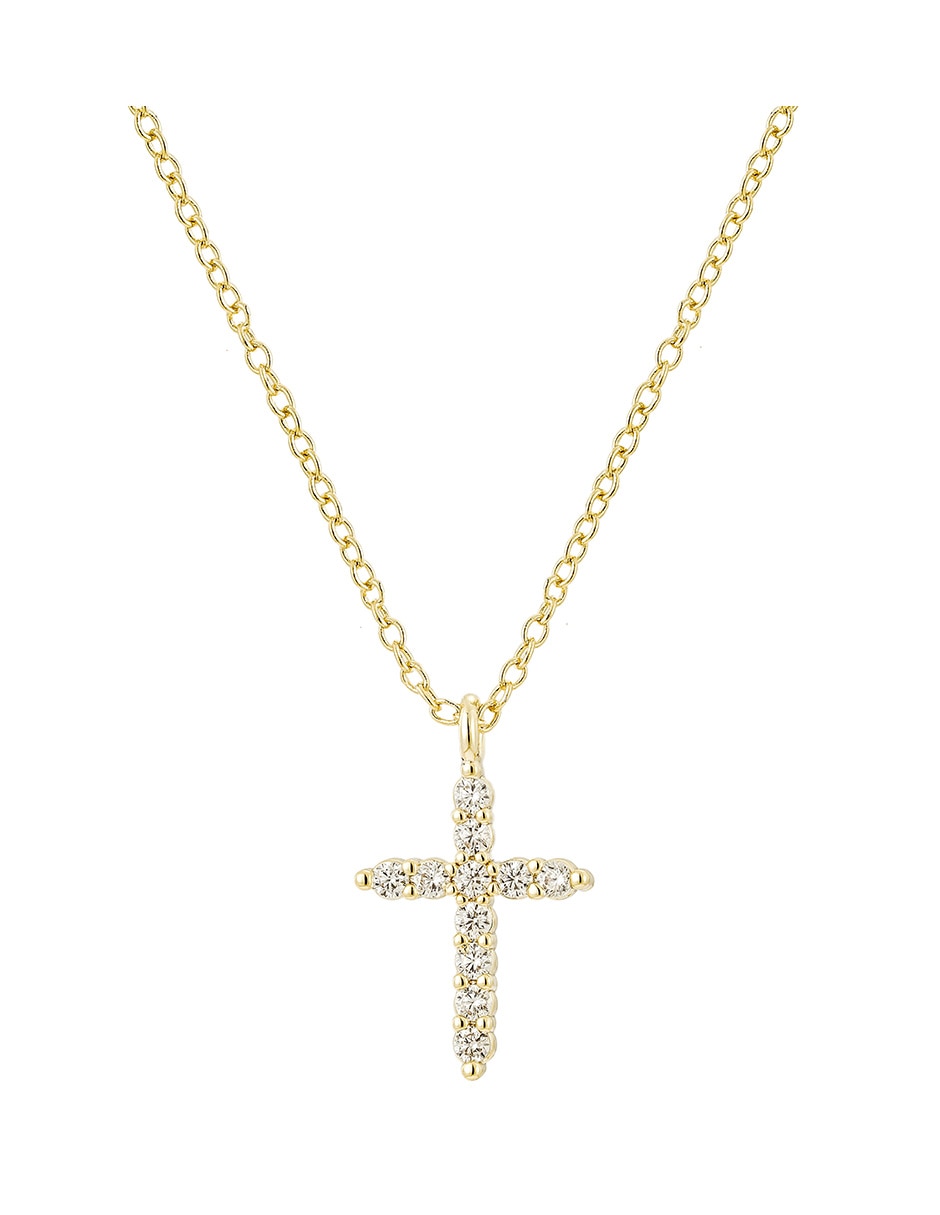 Collar con dije de cruz de baño de oro 14 K 1