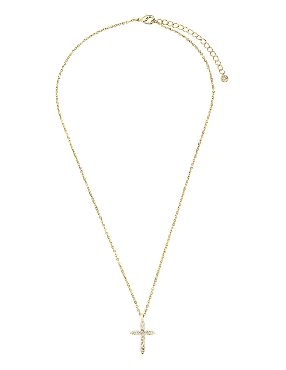 Collar con dije de cruz de baño de oro 14 K 2