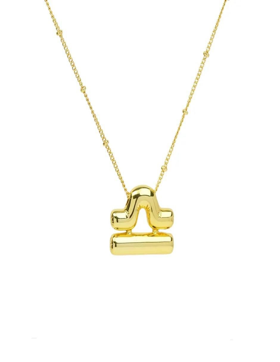 Collar con dije de signo zodiacal de oro laminado 10 K
