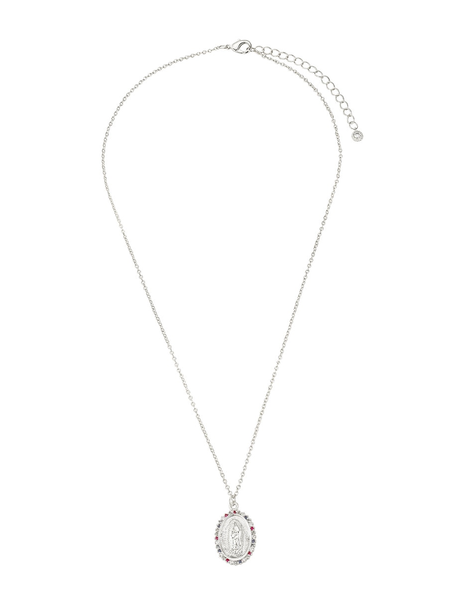 Collar con dije ovalado Virgen de Guadalupe de baño de oro 14 K 3