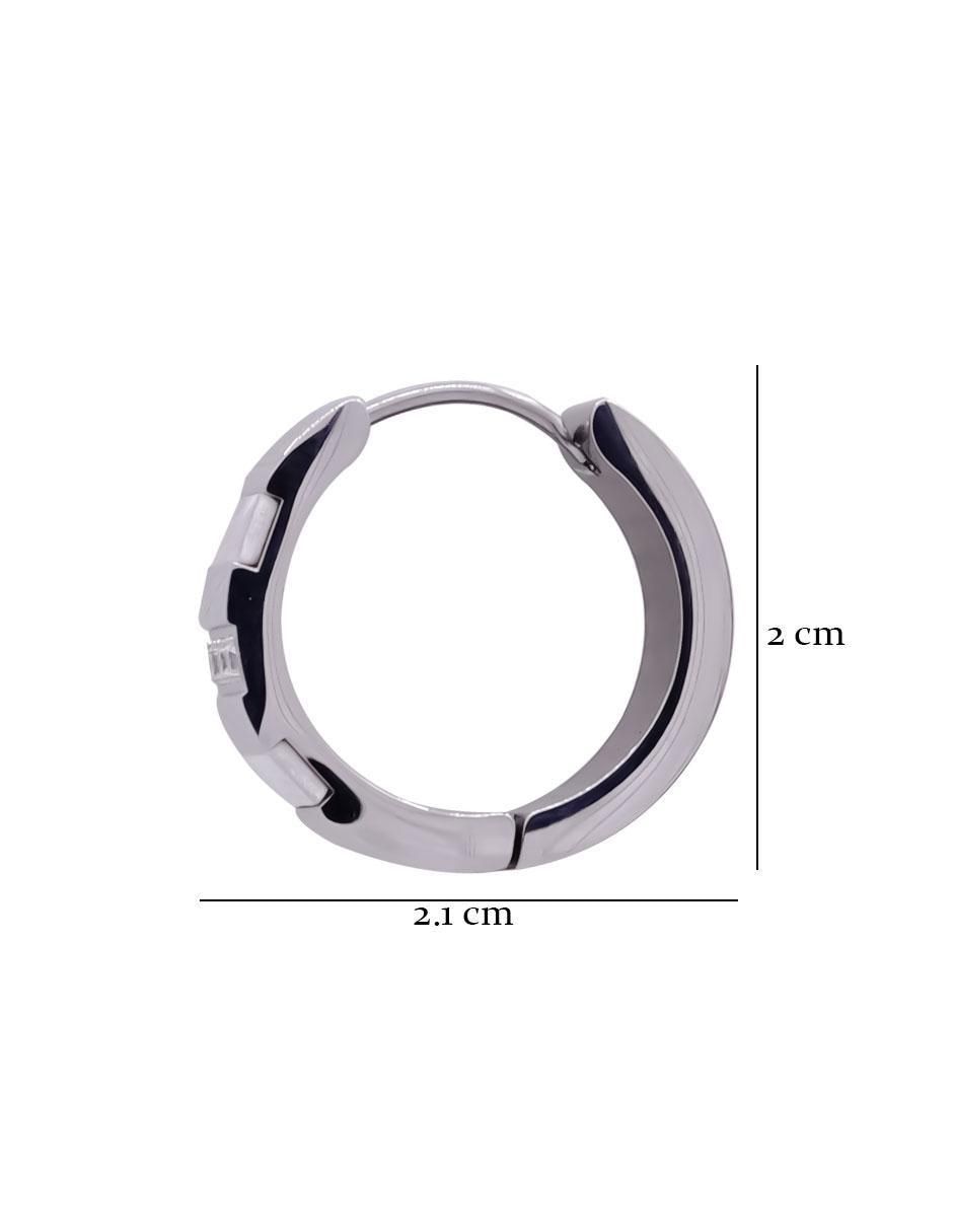 Arete corto circular de acero inoxidable con acabado brillante zirconia 4