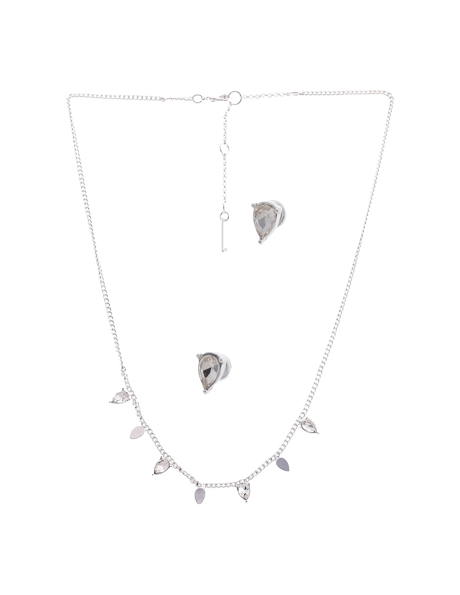 Aretes y collar de gota cristal